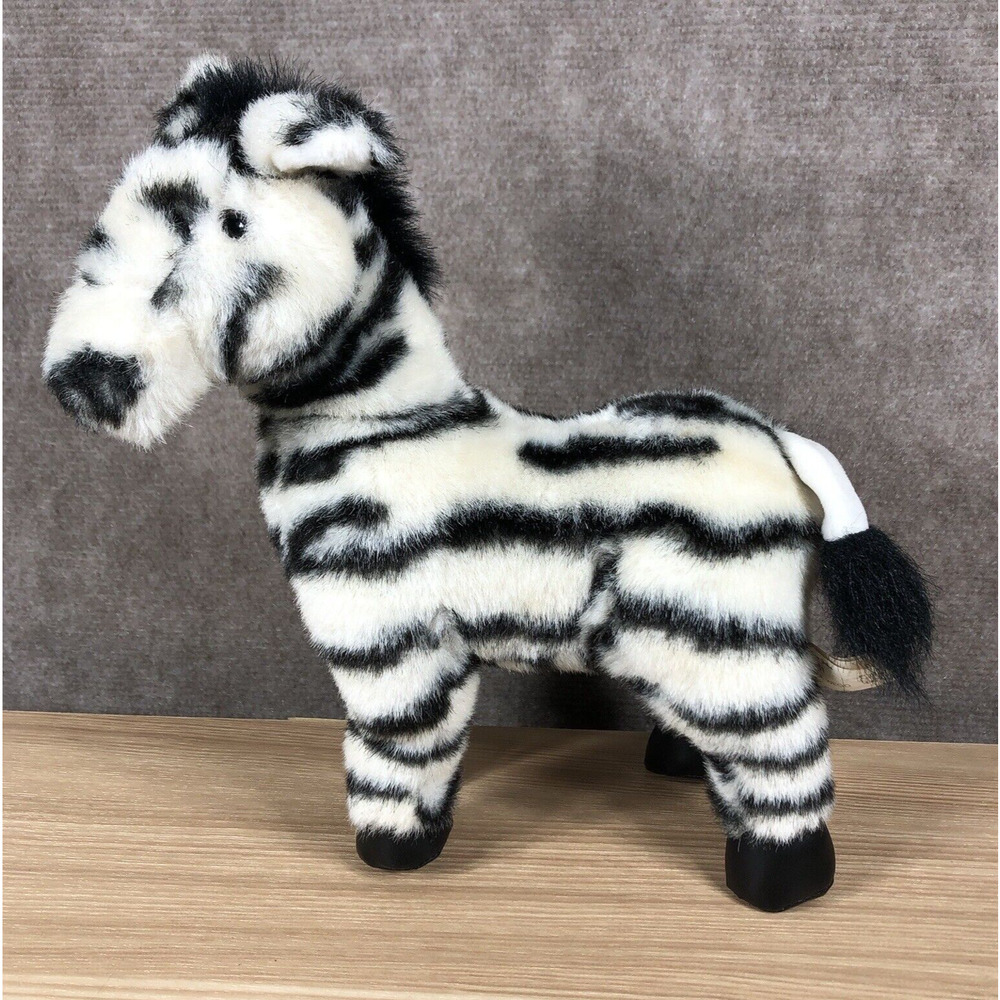 Vintage America Wego Plush Zebra Stuffed Animal 10” Standing Black White #2161 - Picture 1 of 12